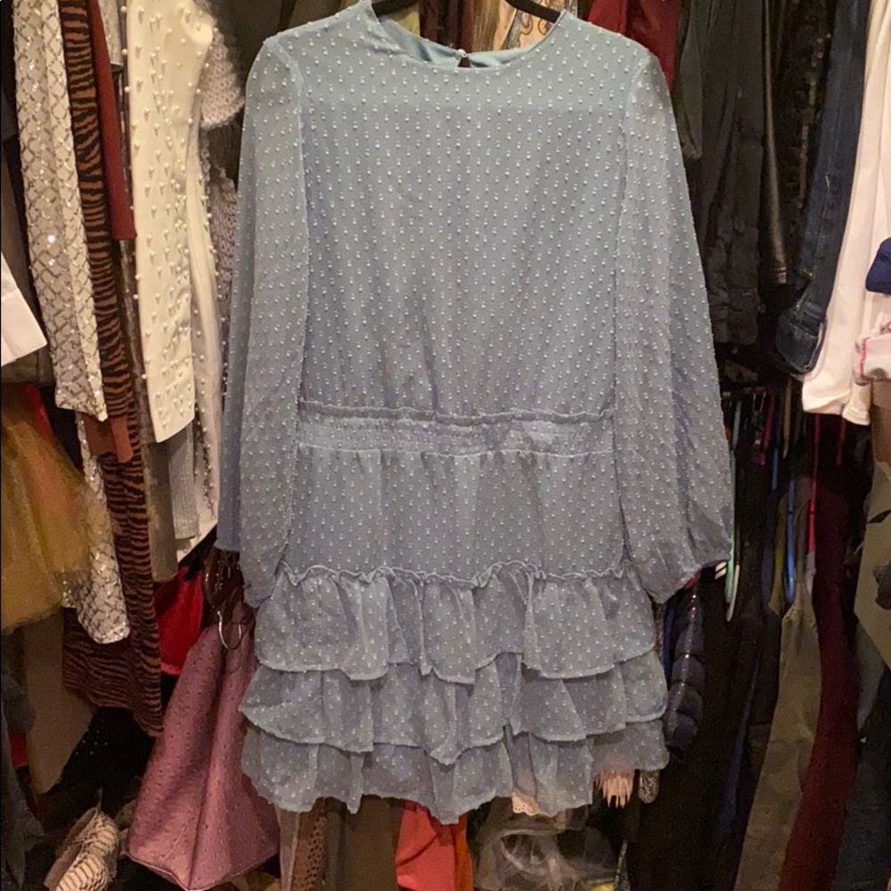Babydoll blue ruffle dress